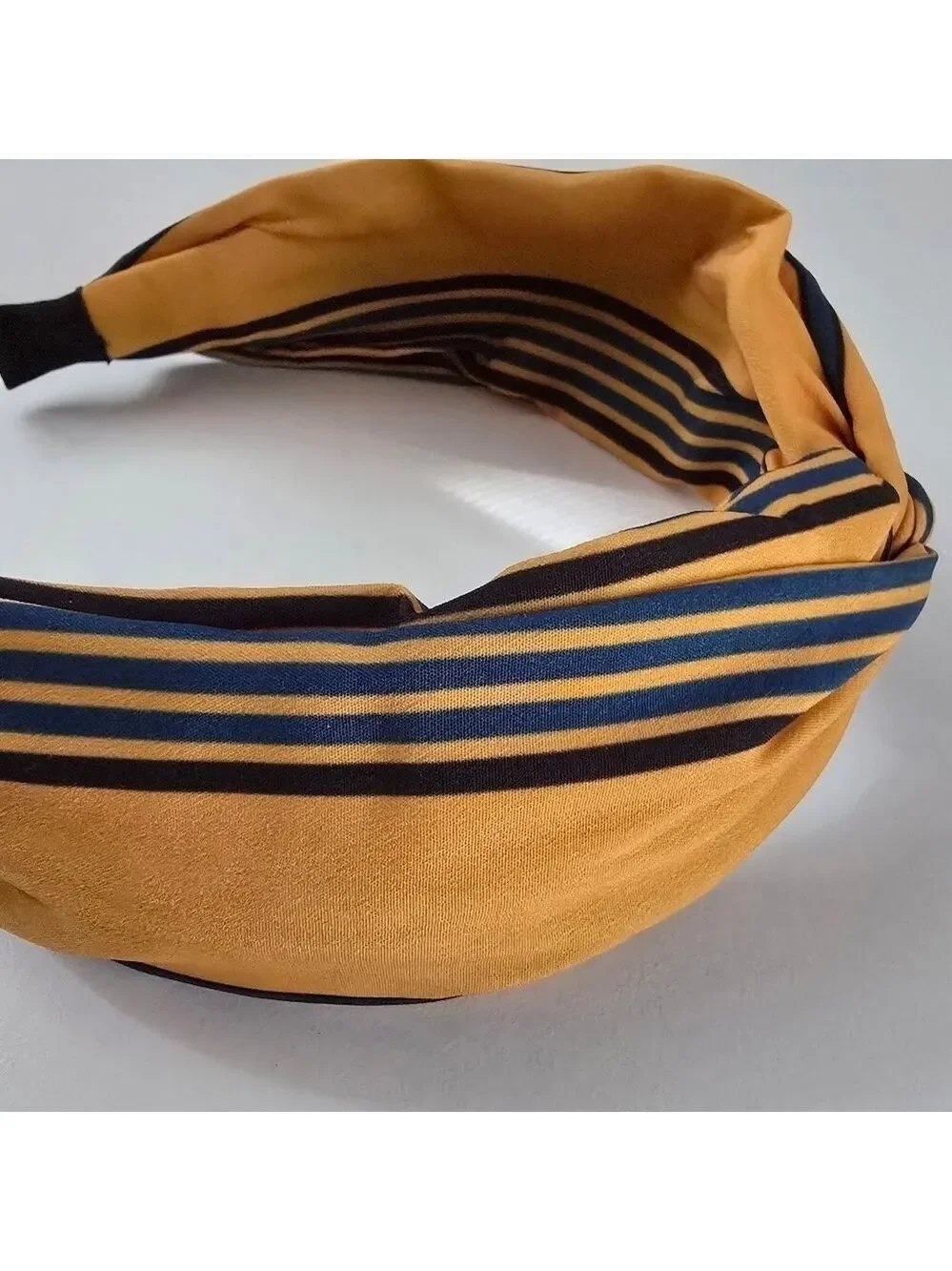 NEW Yellow Navy Blue Stripe Fabric Knot Headband